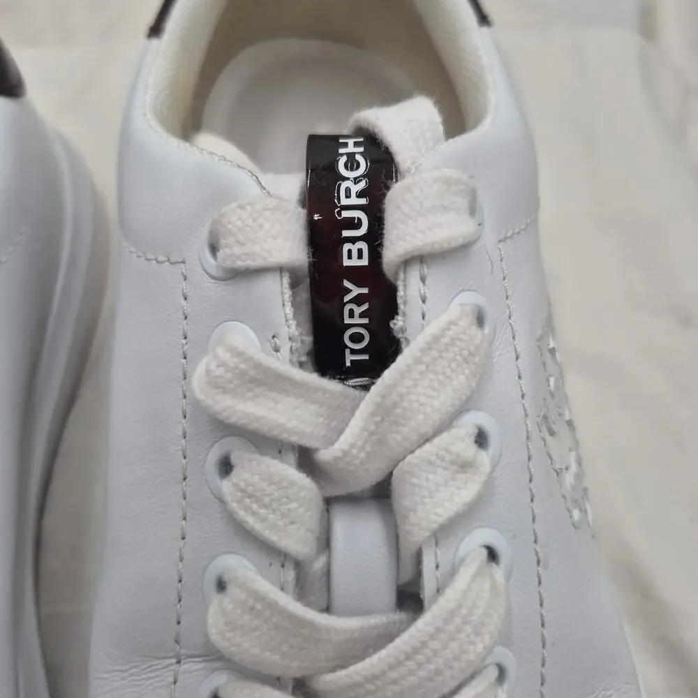 Tory Burch Howell Court sneakers white leather upper and heel trim Womens Size 6
